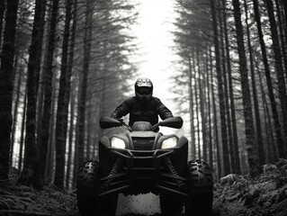 Man Riding Four Wheeler Woods