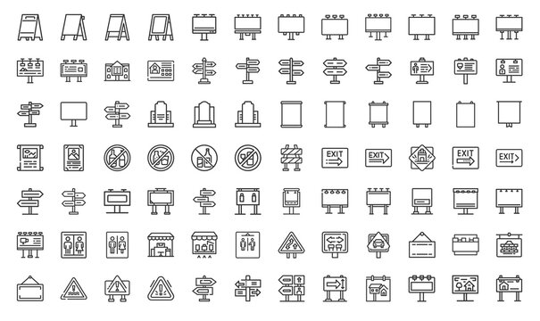 signs billboards information directions symbols advertisements themed icon collection