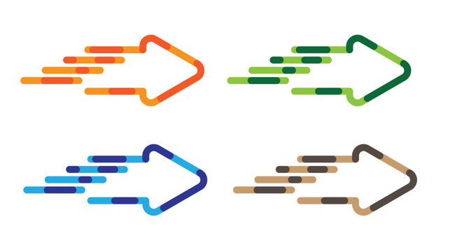 Abstract Flying Arrow Different Colors. Moving services or decisions in fast growing business