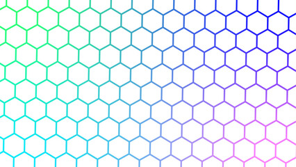 Seamless bright white abstract honeycomb background. White and multicolor hexagon honeycomb geometric copy space. 