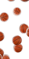 orange basketballs falling, transparent background