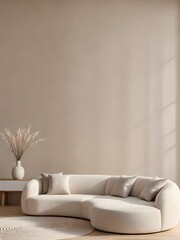 Blank cream wall in living room with minimalist interior style