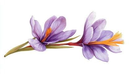 Purple flowers on white background