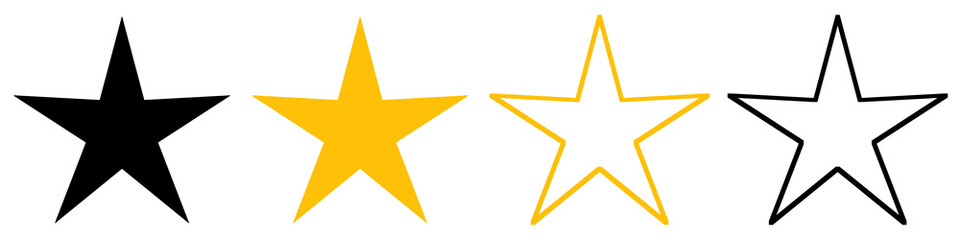 black and golden Star illustration isolated icon. Stars illustration icons. Stars collection. Golden Stars isolated on white background. illustration Star