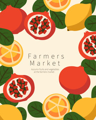 Tropical fruits banner, poster, postcard