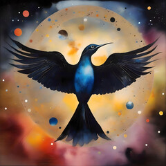A colorful artwork showcasing a bird gliding through the sky, capturing the essence of freedom and nature.
generated ai