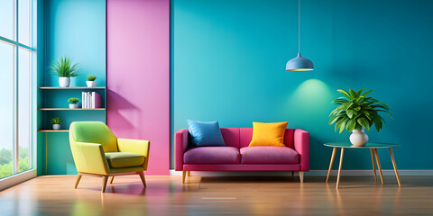 Minimalist composition with a vibrant pop of color, showcasing a modern and sophisticated design aesthetic, bright, colorful