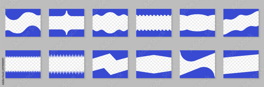 Aufkleber divider shapes for websites collection. abstract design elements for header and bottom section. wave