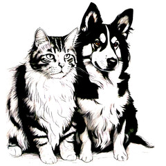 Fototapeta premium cat and dog