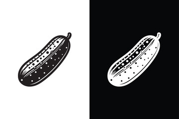Cucumber Icon With Black and White Background.