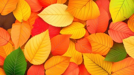 Fototapeta premium Autumn Leaves Background Colorful Fall Foliage Texture