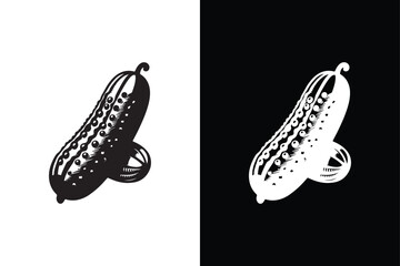 Cucumber Icon With Black and White Background.