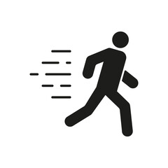 Running Man Figure Silhouette Icon, Physical Activity and Quick Movement for Fitness and Exercise Concept. Isolated Vector Illustration