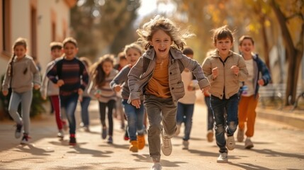 During recess, a group of students gathered on the field to play an exciting game of football, their laughter filling the air as they enjoyed the moment.
