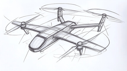 Simple sketch of a drone suitable for security-related concepts.