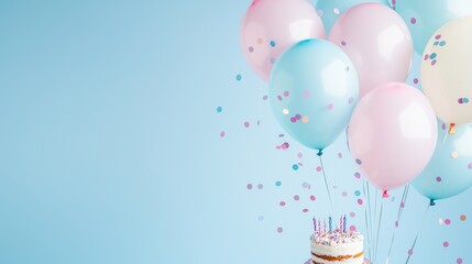 Birthday Party Balloons Confetti Cake Background