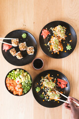 Colorful delicious sushi platter