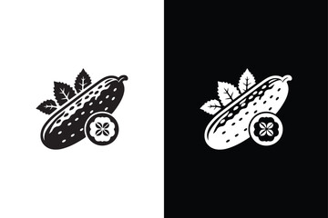 Cucumber Icon With Black and White Background.