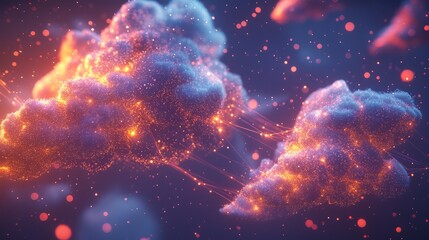 Illuminated Cloud Networks: 3D Rendering of Dynamic Data Visualizations and Glowing Connections