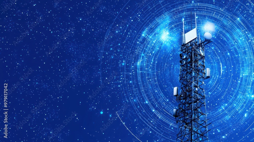 Poster cellular tower network connection abstract