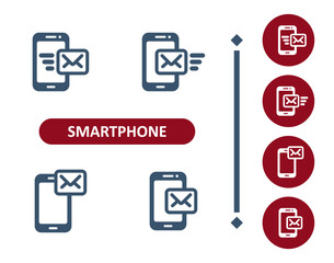 Smartphone Icons. Mobile Phone, Telephone, Email, E-mail, Envelope, Message, Text Message, Texting Icon