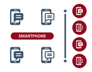 Smartphone Icons. Mobile Phone, Telephone, Phone Call, Text Message, Chat Bubble, Speech Bubble, Texting Icon