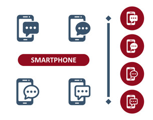 Smartphone Icons. Mobile Phone, Telephone, Phone Call, Text Message, Chat Bubble, Speech Bubble, Texting Icon