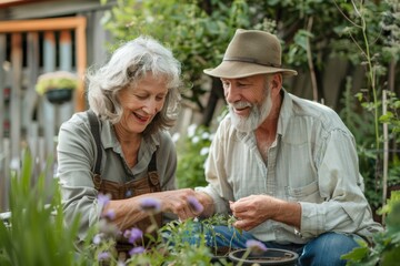 Fototapeta premium Happy Couple Gardening Together