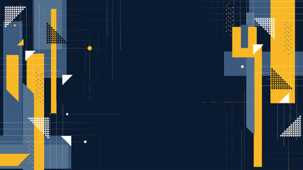 Dark geometric minimalism with yellow accents