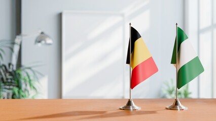 FLAGS OF CHAD AND NIGERIA ON TABLE