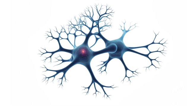 Biology nerve cell PNG minimalistic on transparent background. Nerve sell PNG. Cut out