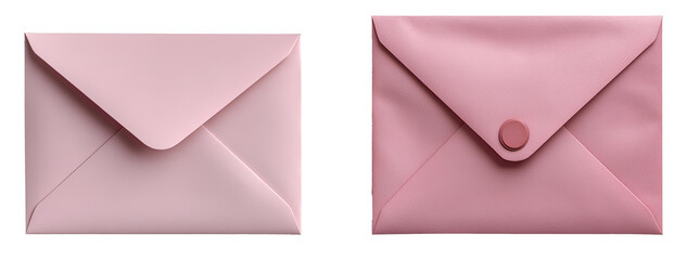 pink envelope set PNG, Transparent Background, Clean Design, pink envelope, Sealed Rectangular Envelope, Modern and Simple Style, Isolated Graphic Element for Mail