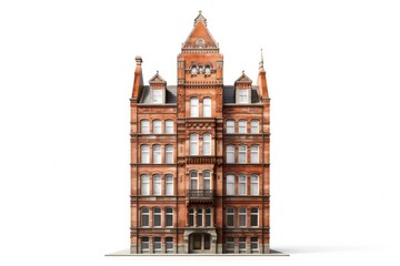 Fototapeta premium Tall brick european apartment architecture building tower.