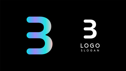 Minimalist geometric letter B, bold rounded icon style, futuristic cyber logotype for digital tech branding, EDM event, modern science and sci-fi technology identity. Vector illustration