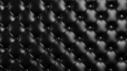 Black Leather Upholstery Texture with Button Detail