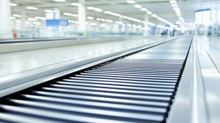 Naklejka premium Modern logistics sorting center conveyor belt industry 4.0