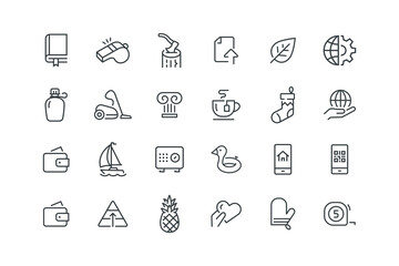 Ax axe log cut wood, Document file upload, vector illustration, set of icons for web design