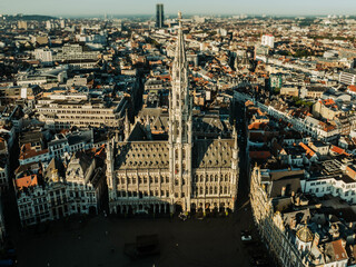 city aerial view of grand place in Brussels Belgium 