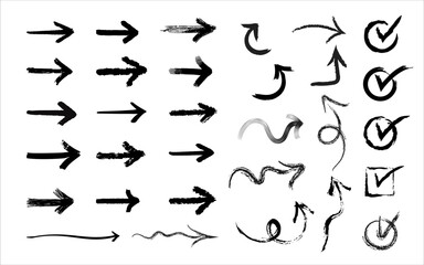 Arrows, checkmark vector, checkmark icon set, approved symbol, , editable line