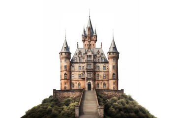 Fototapeta premium Architecture photo of german castle building landmark white background.