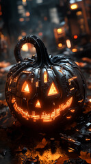 Cyberpunk Pumpkin with LED-Like Glow