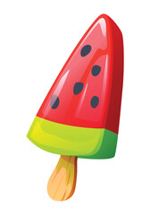 Watermelon popsicle ice cream stick. Vector cartoon illustration