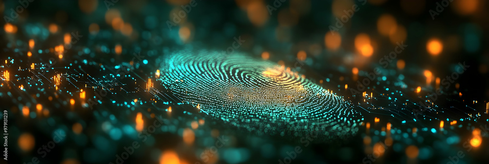 Poster digital fingerprint abstract background security technology