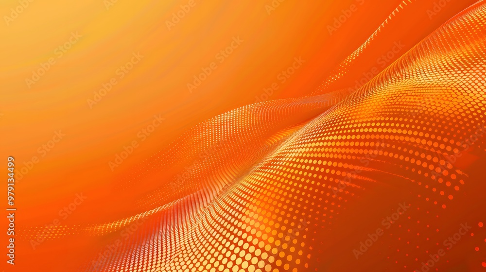Poster abstract orange wave pattern with dotted texture, suitable for backgrounds and designs.