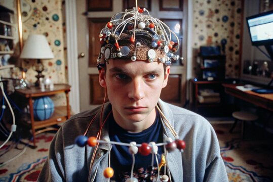 Mind-controlled interfaces, with a person concentrating, while objects around them move as if by thought.