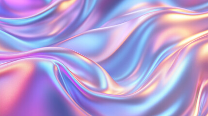 Background with abstract waves. Vibrant holographic chrome gradient. AI generative
