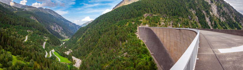 Finkenberg, Tyrol, Austria: Panoramic view of the Schlegeis Reservoir dam 