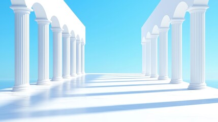 Obraz premium White Marble Columns Archway Architecture