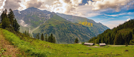 Grossglockner, Carinthia, Austria - September 1, 2024: Panoramic view of a farm in the Grossglockner Alpine Road