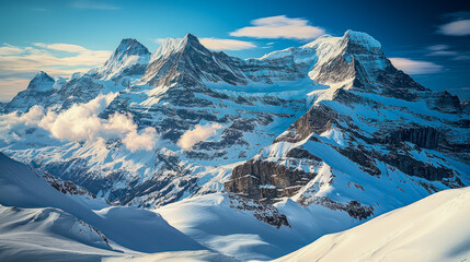 A tranquil view of the Swiss countryside featuring lush green hills, a calm lake, and a clear blue sky.